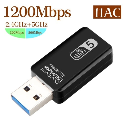 Wireless USB Adapter AC1200 Dual Band USB3.0 WiFi Adapter 2.4GHz / 5.0GHz Ethernet 802.11AC for Laptop Desktop PC