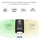 Wireless USB Adapter AC1200 Dual Band USB3.0 WiFi Adapter 2.4GHz / 5.0GHz Ethernet 802.11AC for Laptop Desktop PC