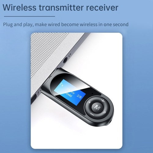 T13 USB Audio Transmitter Receiver Bluetooth 5.0 Wireless Music Adapter LCD Display 3.5mm AUX Audio Adapter with Mic for TV Speaker Headphones Car Stereo