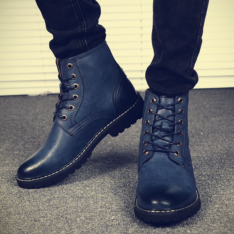 Vintage Lace-Up Boots - Blue