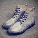 Vintage Lace-Up Boots - Gray