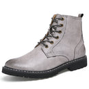 Vintage Lace-Up Boots - Gray