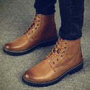 Vintage Lace-Up Boots - Light Brown