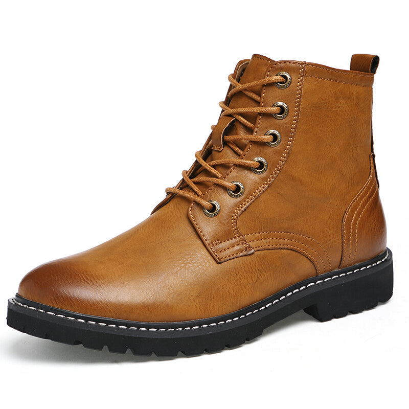 Vintage Lace-Up Boots - Light Brown