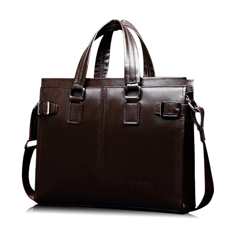 Vintage PU Leather Briefcase - Brown