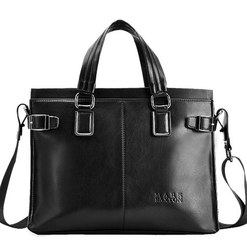 Vintage PU Leather Briefcase Bag - Black