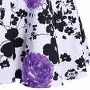 Vintage Women Floral Printed Cocktail Dress - Purple