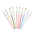 10pcs Acrylic Nail Brushes Professional Nail Tools UV Gel 3D Nail Art Design Painting Drawing Liner Pen Set with Acrylic Rhinestone Handle