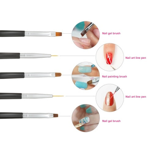 10pcs Professional Nail Art Brushes Pens Acrylic UV Gel Builder Brushes Set for Nail Painting Drawing DIY Nail Tool