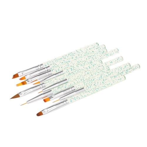 10pcs/set Nail Art Brush Painting Drawing Pen Builder Flat Gradient Line  UV Gel Acrylic Crystal Tips Design Manicure Tools