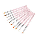 10pcs/set Nail Art Brush Painting Drawing Pen Builder Flat Gradient Line  UV Gel Acrylic Crystal Tips Design Manicure Tools