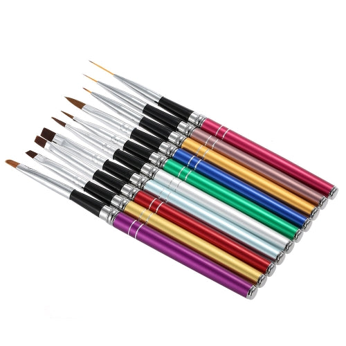 Professional 10Pcs Nail Art Design Polish Brush Pen Set Nylon UV Gel Painting Tool Nail Print Brush Decoration Kit