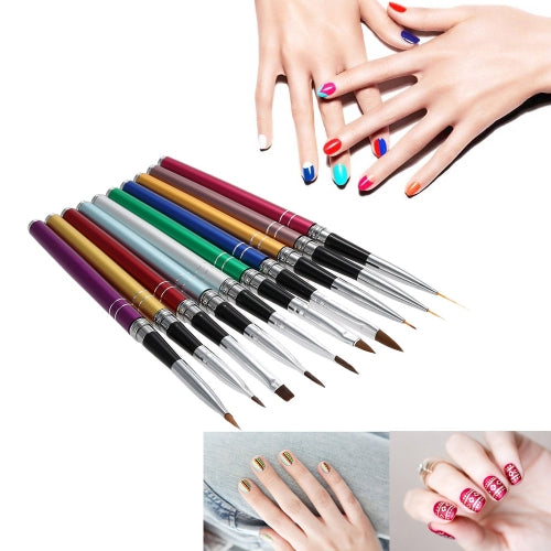 Professional 10Pcs Nail Art Design Polish Brush Pen Set Nylon UV Gel Painting Tool Nail Print Brush Decoration Kit