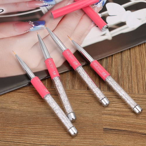 Abody Nail Art Painting Brush 5mm Crystal Acrylic Nail Art UV Gel Painting Line Brush Nylon Hair Pen Manicure Nail Liner Tool