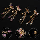 1pc Bowknot Navel Ring Body Piercing Rhinestone Button Bar Jewelry Stainless Steel Piercing Accessories for Girls Black