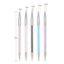 5pcs Nail Art Painting Brush 7/9/11/15/20mm Crystal Acrylic Nail Art Painting Drawing Line Brush Nylon Hair Pen Nail Liner Manicure Tool