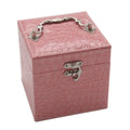 Handheld Portable Fashion High Grade PU Leather Jewelry Box 3 Layers Holder Storage Square Cube Case Watch Necklace Ring Earring Accessories Display With Makeup Mirror Gift