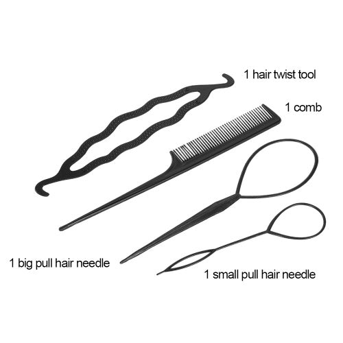 4Pcs Hair Twist Styling Clip Stick Pin Bun Braid Maker Hair Accessories Kit DIY Hair Style Tool