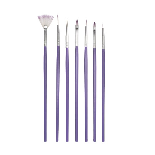 7pcs Purple Nail Art Design Brush Set Acrylic Nail Pen Brush For Painting Dotting Gradient Color Nylon Brush Fan Shape DIY Nail Tools