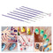 7pcs Purple Nail Art Design Brush Set Acrylic Nail Pen Brush For Painting Dotting Gradient Color Nylon Brush Fan Shape DIY Nail Tools