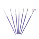 7pcs Purple Nail Art Design Brush Set Acrylic Nail Pen Brush For Painting Dotting Gradient Color Nylon Brush Fan Shape DIY Nail Tools