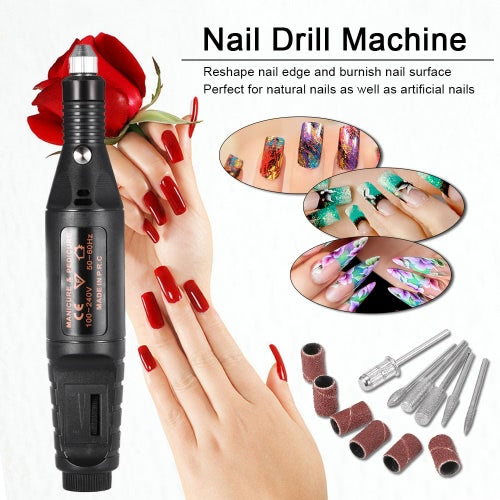 100-240V Nail Drill Pedicure & Manicure Machine Electric Nail File Pen Handle Handpiece Polishing Tool EU Plug