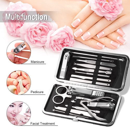 16Pcs Stainless Steel Manicure Pedicure Set With Bag