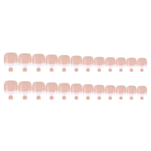 24Pcs False Toenail Tips Set French Full Cover Fake Toe Nail Tips for DIY Manicure