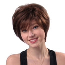 11'' Woman Wigs Short Straight Brown Hairpiece Real Human Hair Heat Resistant Female Wig