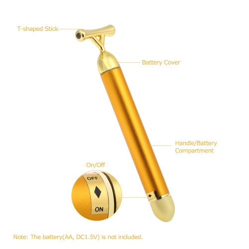 High Frequency Vibration 24K Gold Plated Energy Beauty Bar Massager Anti-aging Face Eye Wrinkle Eraser Firming Roller Stick