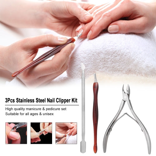 3Pcs Stainless Steel Nail Clipper Kit Nail Tools Manicure & Pedicure Set Professional Travel & Grooming Kit