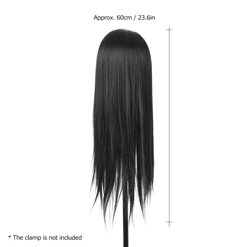 23" Hairdressing Training Head Dummy Head Cosmetology Mannequin Head 30% Real Hair + 70% High Temperature Fiber Black