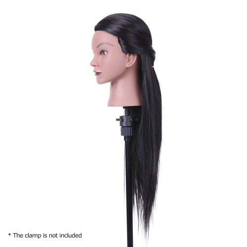 23" Hairdressing Training Head Dummy Head Cosmetology Mannequin Head 30% Real Hair + 70% High Temperature Fiber Black