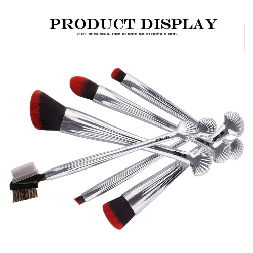 6pcs Silver Shell Cosmetic Makeup Brushes Set Foundation Power Contour Eye Shadow Brow Blending Beauty Make Up Tool Kits