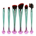 6pcs Silver Shell Cosmetic Makeup Brushes Set Foundation Power Contour Eye Shadow Brow Blending Beauty Make Up Tool Kits