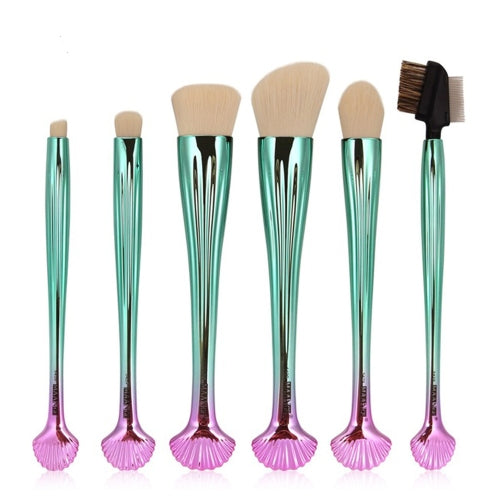 6pcs Silver Shell Cosmetic Makeup Brushes Set Foundation Power Contour Eye Shadow Brow Blending Beauty Make Up Tool Kits