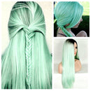 Europe and America Long Straight Hair Green Gradient Middle Parting Fashion Cosplay Synthetic Wig