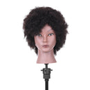 Afro Mannequin Head Hairdressing Training Head for Practice Styling Braiding African American Dummy Head with 100% Human Hair Black