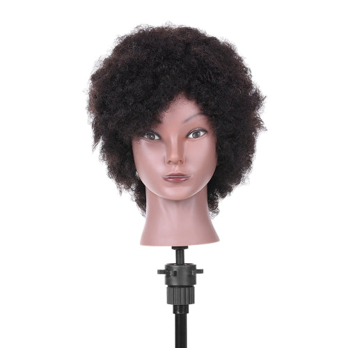 Afro Mannequin Head Hairdressing Training Head for Practice Styling Braiding African American Dummy Head with 100% Human Hair Black