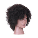 Afro Mannequin Head Hairdressing Training Head for Practice Styling Braiding African American Dummy Head with 100% Human Hair Black