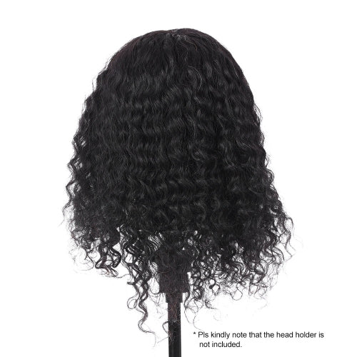 15" 100% Real Hair Mannequin Head Curly Hair Salon Training Head Cosmetology Mannequin Head Salon Dummy Head for Hair Styling Practice