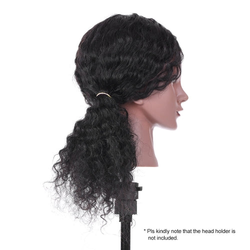 15" 100% Real Hair Mannequin Head Curly Hair Salon Training Head Cosmetology Mannequin Head Salon Dummy Head for Hair Styling Practice