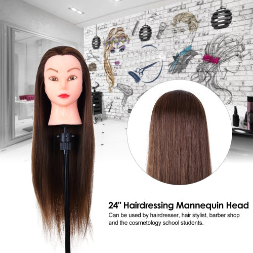 24" Mannequin Head Hairdressing Training Head for Hair Styling Practice Dummy Head for Hair Braiding High Temperature Fiber Head Model