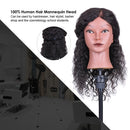 Curly Hair Mannequin Head Hairdressing Training Head for Hair Styling Practice Hair Braiding Dummy Head with 100% Human Hair Black