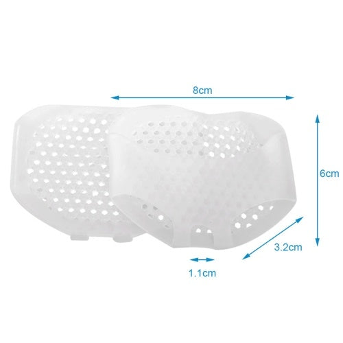 2 PCS White Siliconen Gel Inlegzolen Voorvoet Pad Hoge Hak Schokabsorptie Anti Gladde Voeten Pijn Gezondheidszorg Schoen Binnenzool Lady Silicone Breathable Size Adjustable Insole