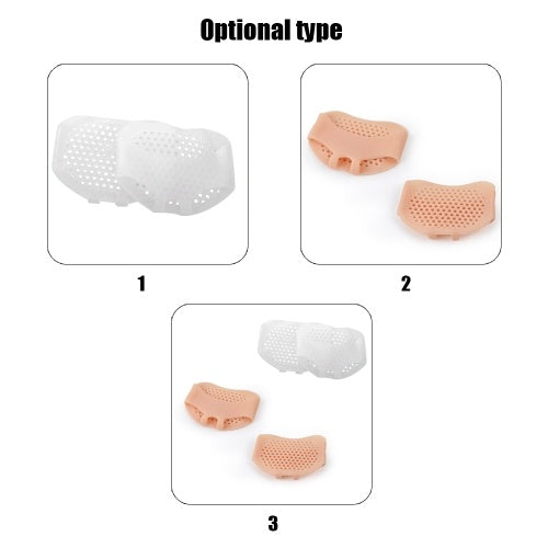 2 PCS White Siliconen Gel Inlegzolen Voorvoet Pad Hoge Hak Schokabsorptie Anti Gladde Voeten Pijn Gezondheidszorg Schoen Binnenzool Lady Silicone Breathable Size Adjustable Insole