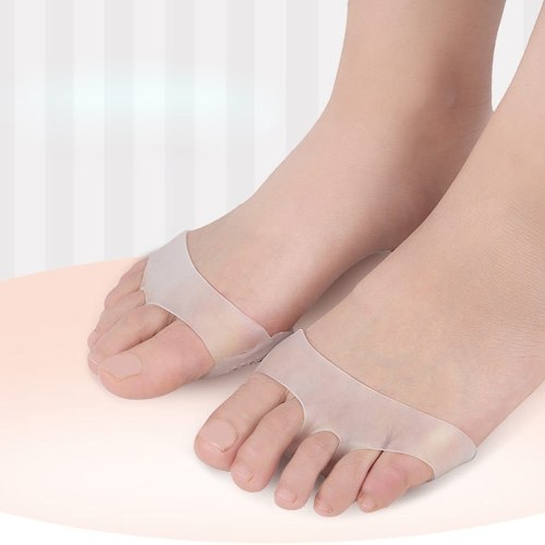 2 PCS White Siliconen Gel Inlegzolen Voorvoet Pad Hoge Hak Schokabsorptie Anti Gladde Voeten Pijn Gezondheidszorg Schoen Binnenzool Lady Silicone Breathable Size Adjustable Insole