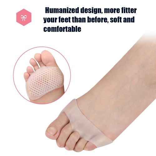 2 PCS White Siliconen Gel Inlegzolen Voorvoet Pad Hoge Hak Schokabsorptie Anti Gladde Voeten Pijn Gezondheidszorg Schoen Binnenzool Lady Silicone Breathable Size Adjustable Insole