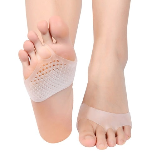 2 PCS White Siliconen Gel Inlegzolen Voorvoet Pad Hoge Hak Schokabsorptie Anti Gladde Voeten Pijn Gezondheidszorg Schoen Binnenzool Lady Silicone Breathable Size Adjustable Insole