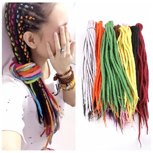 1 Pack 10 PCS Handmade Dreadlocks Extensions Fashion Reggae Crochet Hip-Hop Synthetic Dreads Crochet Braiding Hair 1#